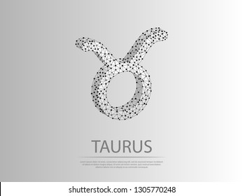 Taurus Zodiac low poly abstract illustration consisting of points, lines, and shapes in the form of planets, stars and the universe. Origami Vector digit wireframe concept