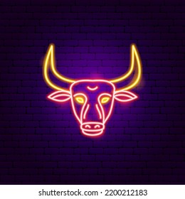 Taurus Zodiac Neon. Ilustración vectorial de la promoción del horóscopo.