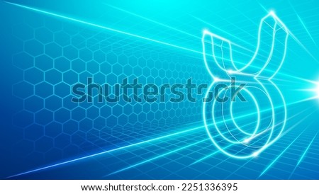 Taurus Zodiac Polygonal Symbol Perspective Digital Visualization Abstract Sci-Fi Horoscope Astrology with Futuristic Cyberspace Hologram Technology Metaverse Background Vector Illustration.