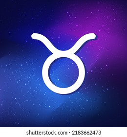 Taurus zodiac sign. Abstract night sky background. Taurus icon on blue space background. vector illustration