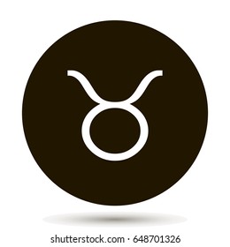Taurus zodiac sign. Astrological symbol icon in circle. On black background.