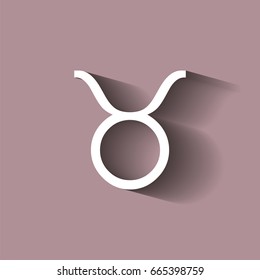 Taurus zodiac sign. Astrological symbol icon with shadow