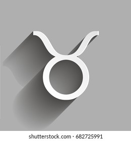 Taurus zodiac sign. Astrological symbol icon with shadow