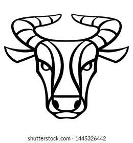 Taurus zodiac sign, black horoscope symbol. Stylized astrological illustration.