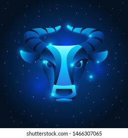 Taurus zodiac sign, blue star horoscope symbol. Stylized astrological illustration.