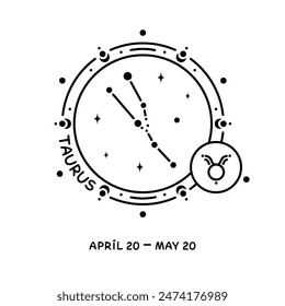 Taurus zodiac sign. Celestial constellation