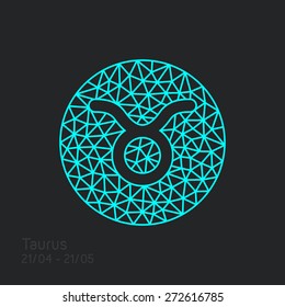 Taurus zodiac sign in circular frame, vector Illustration. Contour icon.