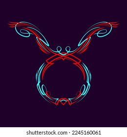 Taurus Zodiac sign. Floral art illustration. Vintage pinstripes art. For vinyl sticker, painting template, tattoo, apparel, merchandise, border, frame. Vector Eps 10.