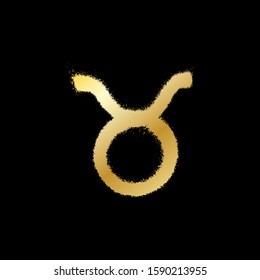 Taurus zodiac sign. Gold paint sprayed icon. Vector illustration