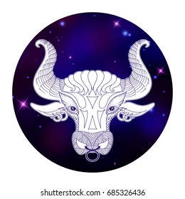 Taurus zodiac sign, horoscope symbol, vector illustration