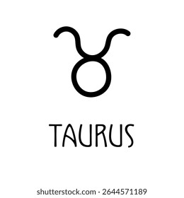 Taurus zodiac sign icon, black minimalist astrology symbol