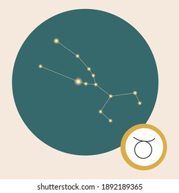 Taurus zodiac sign isolated. Vector stock illustration. Astrological constellation Taurus. Zodiac sign for fortune telling, occultism. Taurus constellation icon, emblem