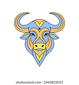 Taurus zodiac sign in line art style on white background.