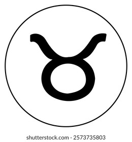 Taurus zodiac sign, linear icon of horoscope symbol in round frame vector illustration