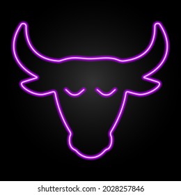 Taurus zodiac sign neon, modern glowing banner design, colorful trend of modern design on black background. Vector illustration.