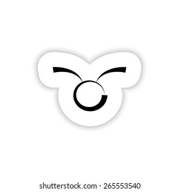 Taurus zodiac sign on a white background with shadow