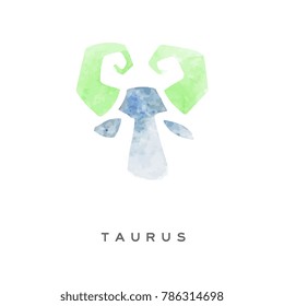Taurus zodiac sign, part of zodiacal system watercolor vector illustration isolated on a white background