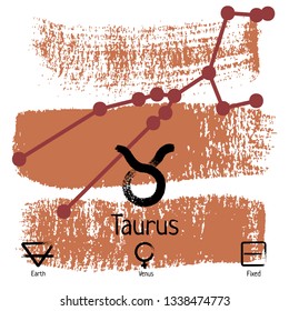 Taurus. Zodiac sign pictogram. Calligraphic zodiac signs. Brush hand drawn. Vector illustration taurus zodiac sign