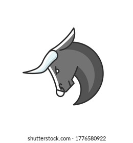 Taurus zodiac sign RGB color icon. Astrological bull. Horned farm animal, ranch livestock, domestic cattle. Bullfight, corrida mascot. Isolated vector illustration