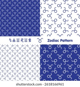 Taurus zodiac sign seamless pattern. Zodiac signs background. Abstract flat style. Vector illustration.