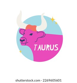 Taurus zodiac sign. The second symbol of the horoscope. Astrological sign of those born in May. Vector illustration for design.