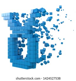 taurus zodiac sign shaped data block. version with blue cubes. 3d pixel style vector illustration. suitable for blockchain, technology, computer and abstract themes.