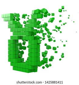 taurus zodiac sign shaped data block. version with green cubes. 3d pixel style vector illustration. suitable for blockchain, technology, computer and abstract themes.