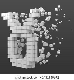 taurus zodiac sign shaped data block. version with white cubes. 3d pixel style vector illustration. suitable for blockchain, technology, computer and abstract themes.