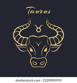 Taurus zodiac sign. Symbol and icon of astrology horoscope. Vector illustrations