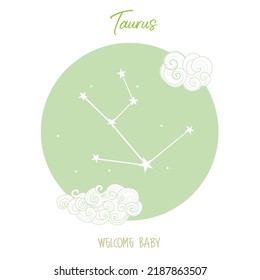 Taurus zodiac sign for welcome baby product design horoscopes astrology birth announcement card new born kids gifts welcome poster astronomical basis of the greek hindu calendar