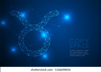 Taurus Zodiac sign wireframe Polygon frame structure, Fortune teller concept design illustration isolated on blue gradient background with copy space, vector eps 10