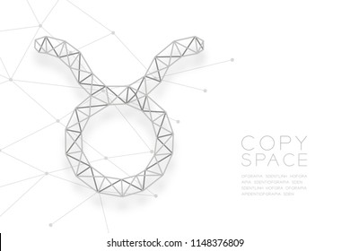 Taurus Zodiac sign wireframe Polygon silver frame structure, Fortune teller concept design illustration isolated on white background with copy space, vector eps 10