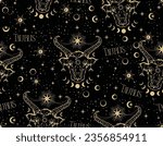 Taurus zodiac star seamless pattern. Taurus sign symbol stars Vector EPS10 , Design for fashion , fabric, textile, wallpaper, cover, web , wrapping and all prints