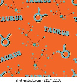 Taurus zodiac star seamless pattern. Taurus sign symbol stars Vector EPS10 , Design for fashion , fabric, textile, wallpaper, cover, web , wrapping and all prints 