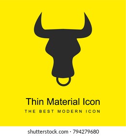 Taurus zodiac symbol of bull head front bright yellow material minimal icon or logo design