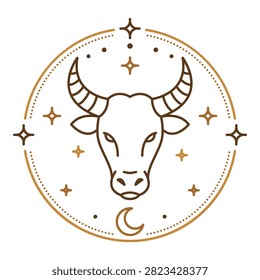 Símbolo del zodiaco de Tauro con marco circular celeste