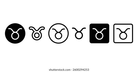 Taurus Zodiac Symbol Icon Set Black and White Color Vector Design Illustration