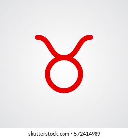 Taurus zodiac symbol, red zodiac flat isolated icon on the gray background