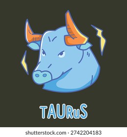 Taurus Zodiac Vector Icon Illustration Dark Background