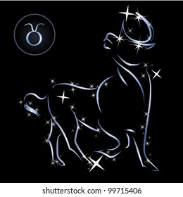 Taurus/Lovely zodiac signs formed by stars on black background