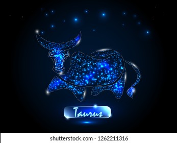 Taurus.Zodiac symbol on a background of the starry sky. Signs of the zodiac, astrology.