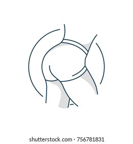 Geprüfter Gesäß.Design-Konzept für Flach-line-Kunst.Fitness. Sport. Logo. Karosserie.