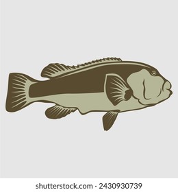 Tautog Fish Mount Logo Icon 