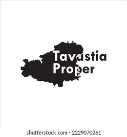 Tavastia Proper map and black lettering design on white background