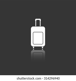 taveling bag vector icon with mirror reflection