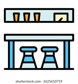 Tavern counter icon. Outline Tavern counter vector icon for web design isolated on white background color flat