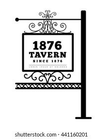 Tavern Sign Metal Frame Curly Elements Stock Vector (Royalty Free ...