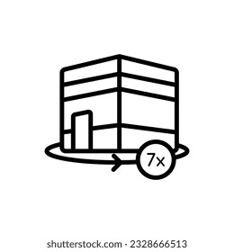 Tawaf Direction Outline Icon Vector Illustration