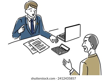 Tax accountant, certified public accountant with illustration, vector
