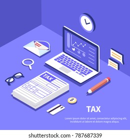 Tax and accountant concept. Can use for web banner, infographics, hero images. Flat isometric vector illustration. Tax and accountant concept. Can use for web banner, infographics, hero images. Flat isometric vector illustration.